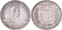 Schweiz 5 Francs Bern, Silber, SS, KM:40 -
