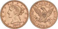 Vereinigte Staaten $5, Half Eagle Coronet Head, U.S. Mint, Gold, SS+ -