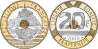 Frankreich 20 Francs Mont Saint Michel, Paris, PP, Tri-Metallic, UNZ -