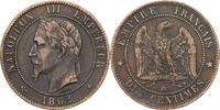 Frankreich 10 Centimes Napoleon III, Strasbourg, Bronze, S+ -