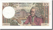 Frankreich 10 Francs Voltaire, 1967-07-06, VZ, Fayette:62.27, KM:147c -