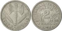 Frankreich 2 Francs Münze, Bazor, Beaumont - Le Roger, S+, Aluminium -