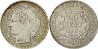 Frankreich 20 Centimes Münze, Cérès, Paris, SS+, Silber, KM:758.1 -