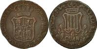 Spanien 6 Quartos Münze, CATALONIA, Isabel II, Barcelone, S+, Kupfer -