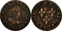 Frankreich Double Tournois Münze, Louis XIII, Amiens, S, Kupfer -