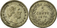 Niederlande 5 Cents Münze, William III, SS+, Silber, KM:91 -