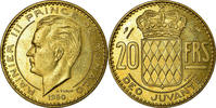 Monaco 20 Francs Münze, VZ, Cupro-Aluminium, KM:E27, Gadoury:140 -