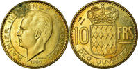 Monaco 10 Francs Münze, VZ, Cupro-Aluminium, KM:E24, Gadoury:139 -