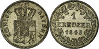 Deutsch Staaten Kreuzer Münze, BAVARIA, Ludwig I, UNZ+, Silber, KM:799 -