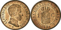 Spanien Centimo Münze, Alfonso XIII, Madrid, STGL, Bronze, KM:726 -