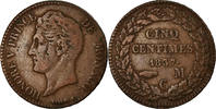 Monaco 5 Centimes, Cinq Münze, Honore V, S+, Cast Brass -