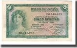 Spanien 5 Pesetas Geldschein, KM:85a, SS -
