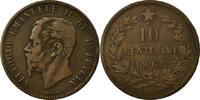 Italien 10 Centesimi Münze, Vittorio Emanuele II, S+, Kupfer, KM:11.2 -