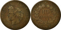 Frankreich 10 Centimes Münze, Cérès, Paris, S+, Bronze, KM:815.1 -