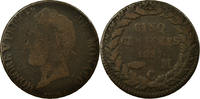 Monaco 5 Centimes, Cinq Münze, Honore V, S, Cast Brass -
