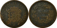 Luxemburg 5 Centimes Münze, William III, Paris, S+, Bronze, KM:22.2 -