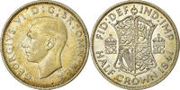 Großbritannien 1/2 Crown Münze, George VI, SS, Silber, KM:856 -