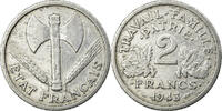 Frankreich 2 Francs Münze, Bazor, Beaumont - Le Roger, S+, Aluminium -