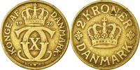 Dänemark 2 Kroner Münze, Christian X, Copenhagen, S+, Aluminum-Bronze -
