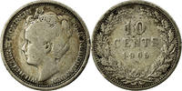 Niederlande 10 Cents Münze, Wilhelmina I, S+, Silber, KM:136 -