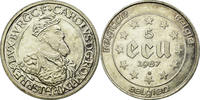 Belgien 5 Ecu Münze, SS, Silber, KM:166 -