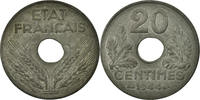 Frankreich 20 Centimes Münze, État français, Paris, S+, Zinc -