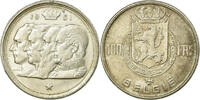 Belgien 100 Francs, 100 Frank Münze, SS, Silber, KM:139.1 -