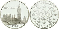 Frankreich 100 Francs-15 Ecus Münze, Big Ben, STGL, Silber, KM:1070 -
