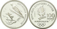 Frankreich 100 Francs Münze, Saut à Ski, STGL, Silber, KM:995 -
