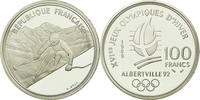 Frankreich 100 Francs Münze, Ski alpin, STGL, Silber, KM:971 -