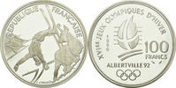 Frankreich 100 Francs Münze, Ski Acrobatique, STGL, Silber, KM:983 -