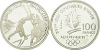 Frankreich 100 Francs Münze, Ski Acrobatique, STGL, Silber, KM:983 -
