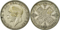 Großbritannien Florin, Two Shillings Münze, George V, SS, Silber -