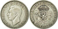 Großbritannien Florin, Two Shillings Münze, George VI, SS, Silber -