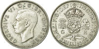 Großbritannien Florin, Two Shillings Münze, George VI, SS, Silber -