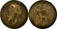 Großbritannien Penny Münze, George V, SGE+, Bronze, KM:810 -