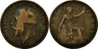 Großbritannien Penny Münze, George V, Heaton, S+, Bronze, KM:810 -