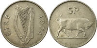IRELAND REPUBLIC 5 Pence Münze, SS, Copper-nickel, KM:22 -