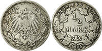 GERMANY - EMPIRE 1/2 Mark Münze, Munich, S+, Silber, KM:17 -