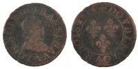 Frankreich Double Tournois Münze, Louis XIII, Double tournois, buste enfantin, Double -