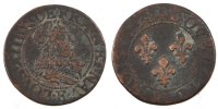 Frankreich Double Tournois Münze, Louis XIII, Double tournois, buste juvénile au col fraisé -