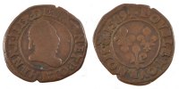 Frankreich Double Tournois Münze, Rouen, S, Kupfer, Duplessy:1152 -