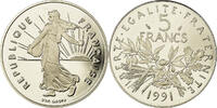 Frankreich 5 Francs Münze, Semeuse, Paris, Proof, STGL, Nickel Clad -