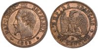 Frankreich Centime Münze, Napoleon III, Napoléon III, Strasbourg, VZ+ -