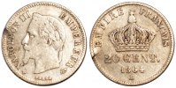 Frankreich 20 Centimes Münze, Napoleon III, Napoléon III, Strasbourg -