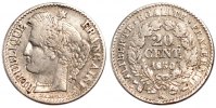 Frankreich 20 Centimes Münze, Cérès, Bordeaux, S+, Silber, KM:758.3 -