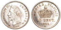 Frankreich 20 Centimes Münze, Napoleon III, Napoléon III, Paris, VZ -