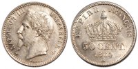 Frankreich 50 Centimes Münze, Napoleon III, Napoléon III, Strasbourg -