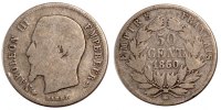 Frankreich 50 Centimes Münze, Napoleon III, Napoléon III, Strasbourg -