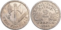 Frankreich 2 Francs Münze, Bazor, Beaumont le Roger, S, Aluminium -